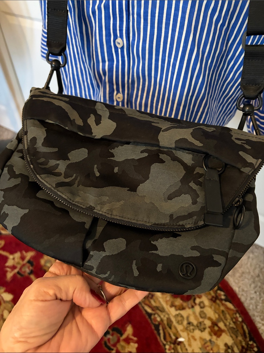 lululemon athletica Black and Gray Camo Crossbody Bag